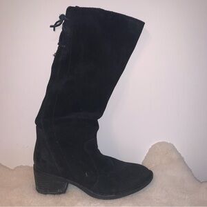 Born Leather Suede Tall Black Heeled Boots 6.5